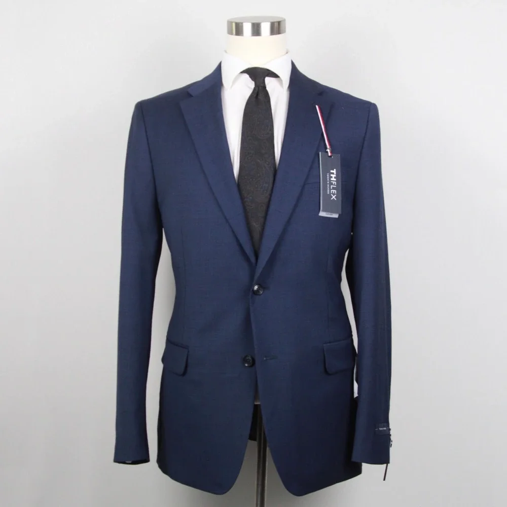 Tommy Hilfiger Men's Modern Fit 2-pc Suit Jacket 44L Pants 36W 29L Wool Blue